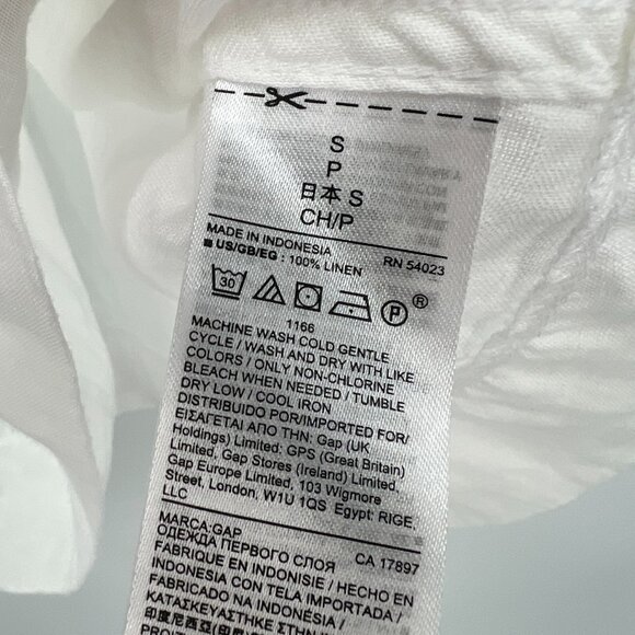 Gap 100% Linen White Square Neck Half Sleeve Blouse Women's Small - Picture 4 of 5